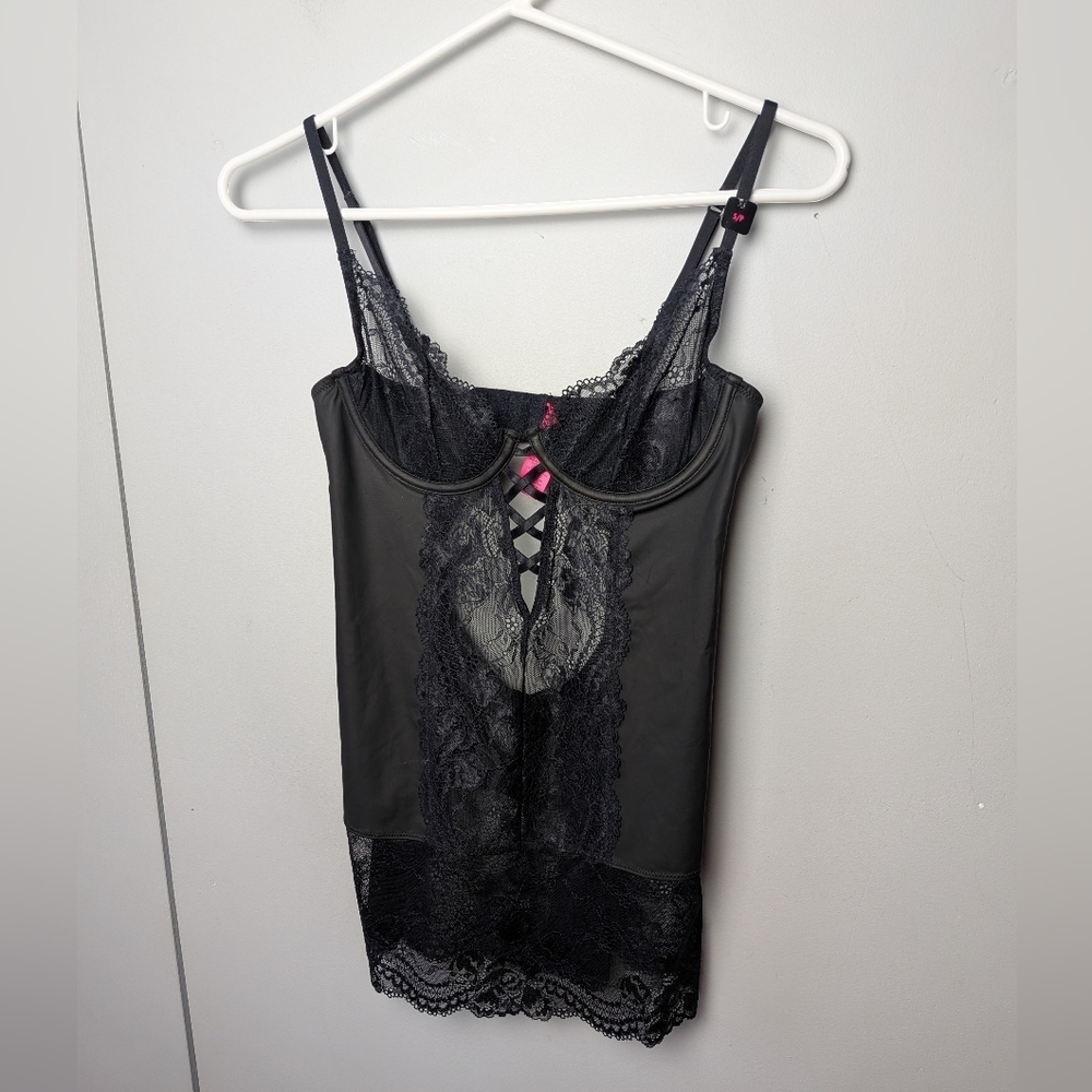 NWT La Senza Women Black Lace Lingerie Size Small See Through Adjustable Straps